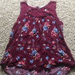 Burgundy Floral Tank Top